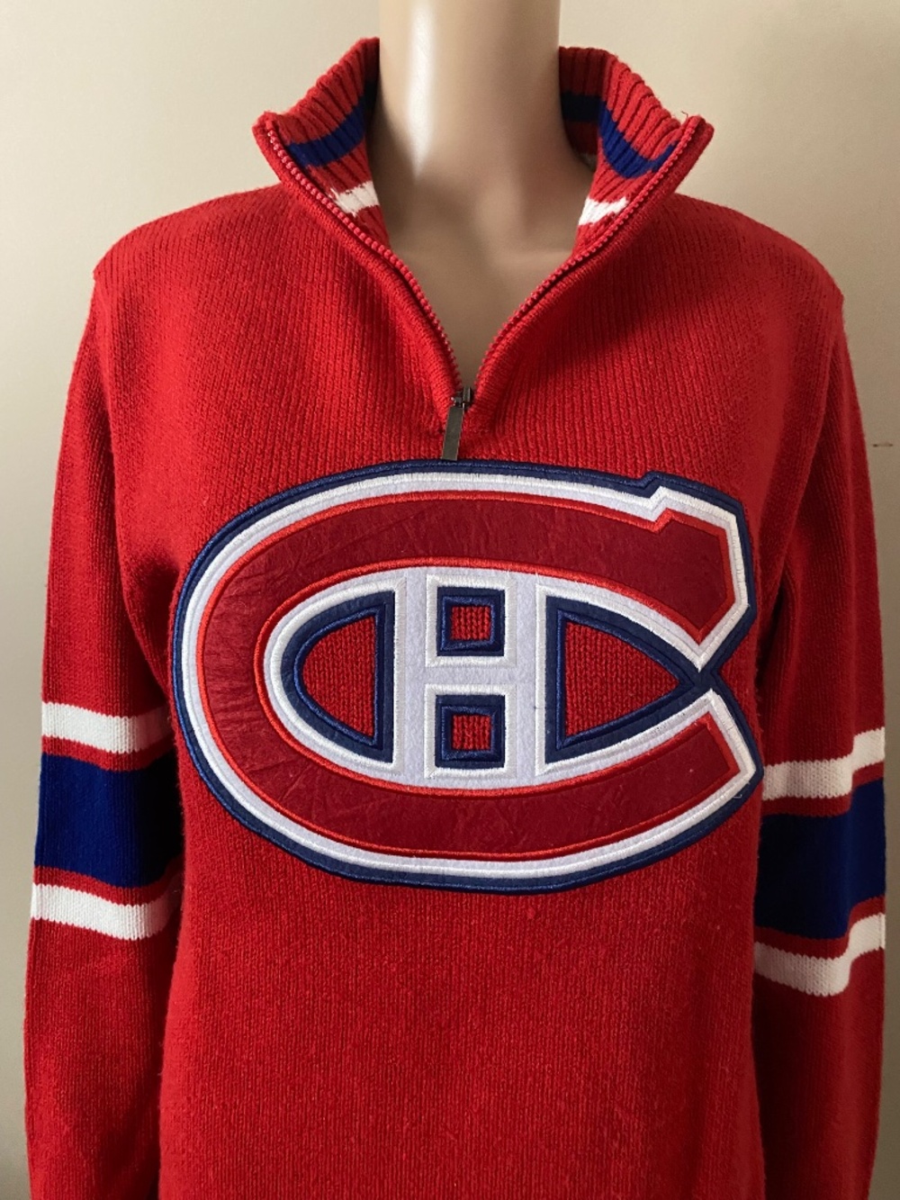 NHL Montreal Canadiens quarter zip knit sweater, size small - Picture 4 of 8
